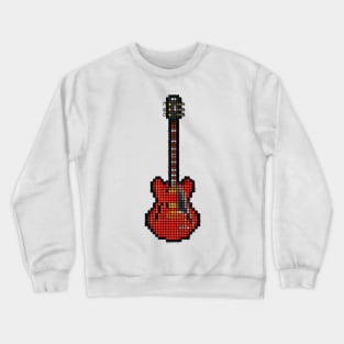 Tiled Pixel Red SG Guitar Upright Crewneck Sweatshirt